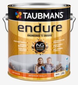 Taubmans Endure Interior Matt, Low sheen, Semi Gloss White, Accent and Neutral Paints